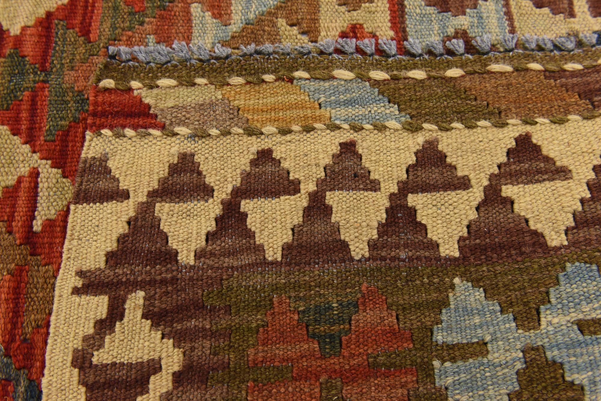 3' 3 x 6' 7 Hand Woven Kilim Maymana Wool Runner Rug