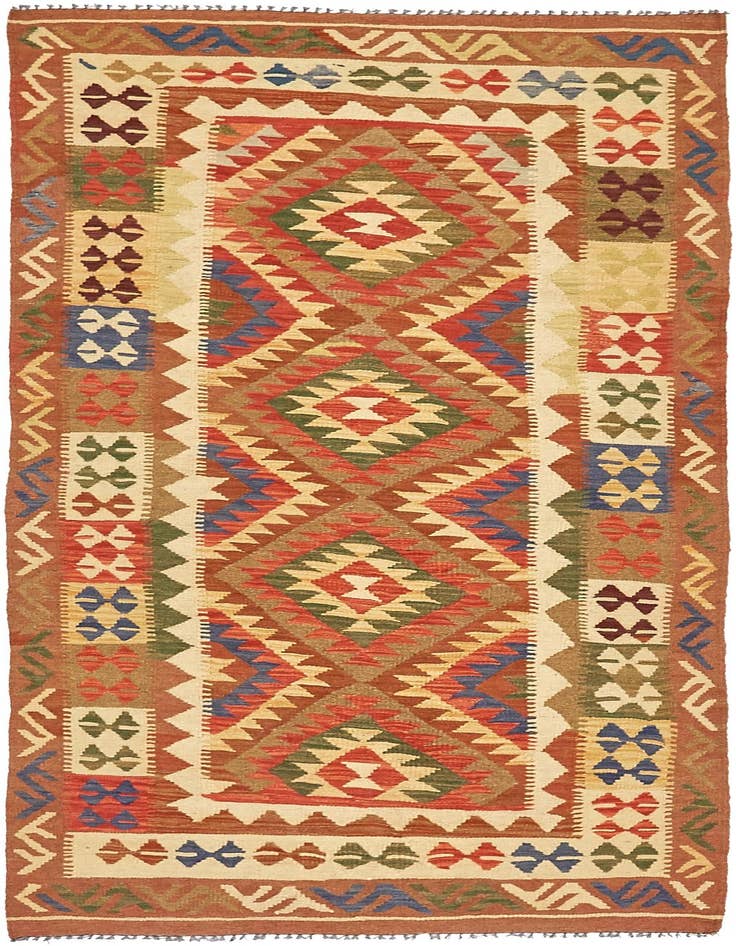 Detail image of 3' 4 x 6' 8 Hand Woven Kilim Maymana Runner Rug