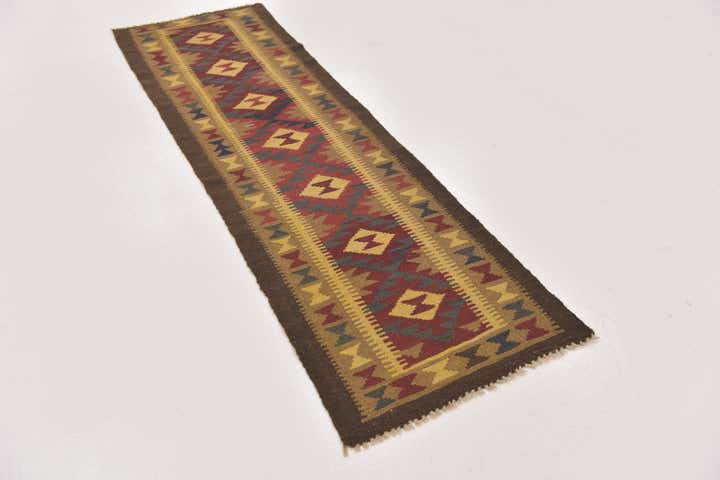 2' x 6' 6 Hand Woven Kilim Maymana Wool Runner Rug
