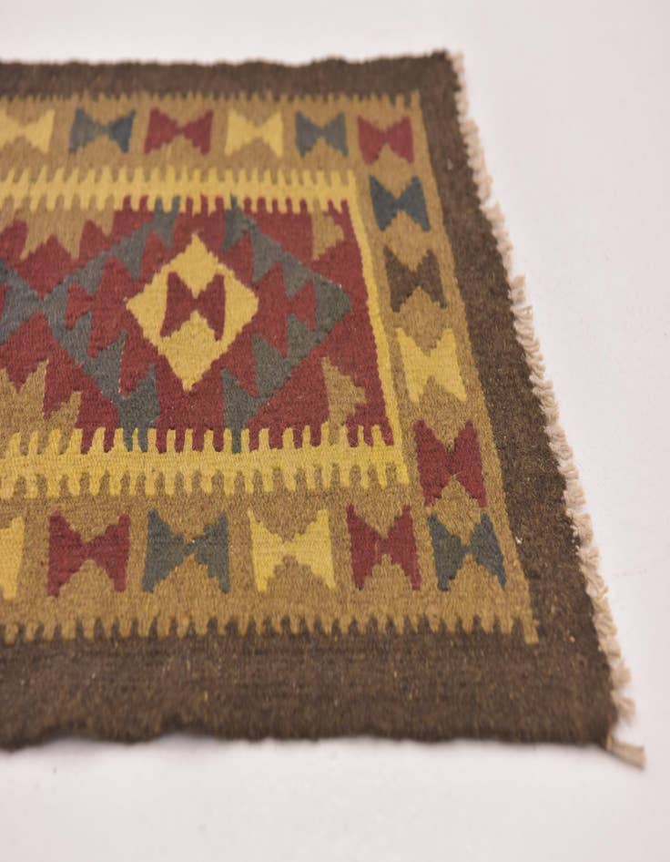 Detail image of 2' x 6' 6  Hand Woven Kilim Maymana Wool Runner Rug