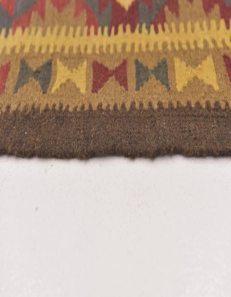 Detail image of 2' x 6' 6  Hand Woven Kilim Maymana Wool Runner Rug