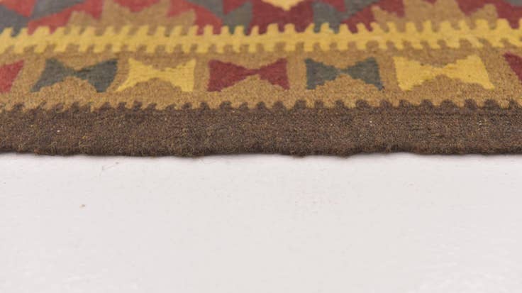 Detail image of 2' x 6' 6 Hand Woven Kilim Maymana Wool Runner Rug