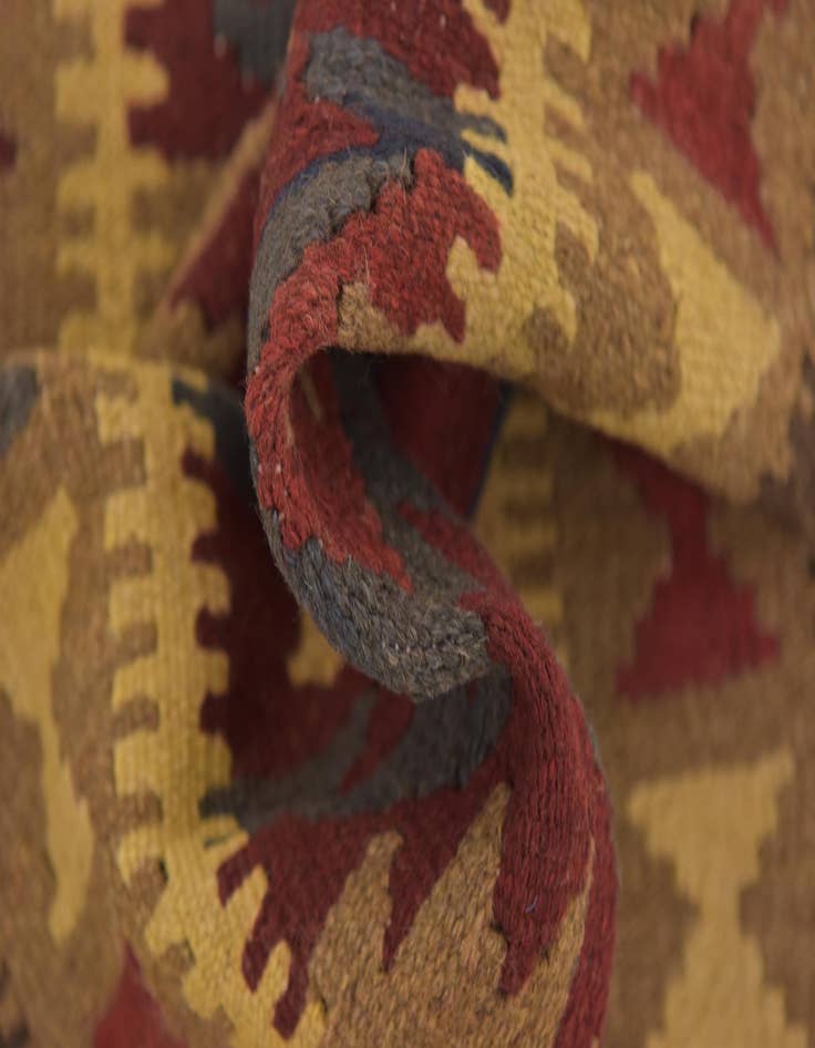 Detail image of 2' x 6' 6  Hand Woven Kilim Maymana Wool Runner Rug