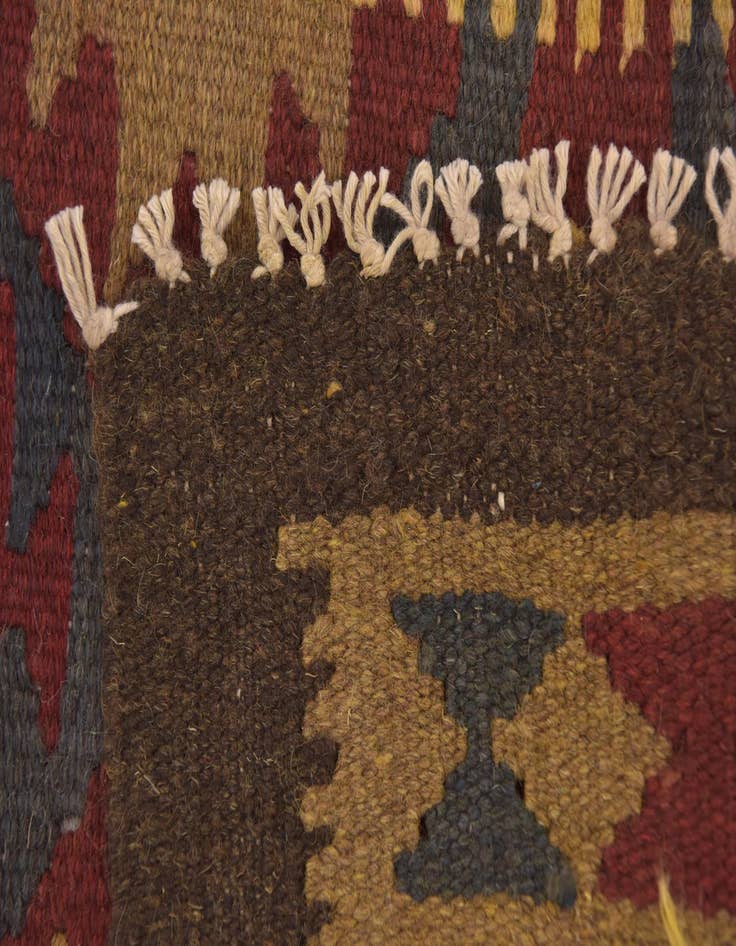 Detail image of 2' x 6' 6  Hand Woven Kilim Maymana Wool Runner Rug