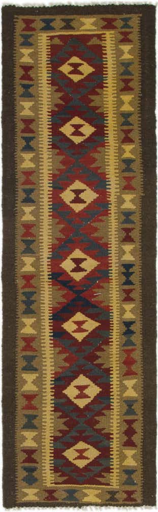 2' x 6' 6 Hand Woven Kilim Maymana Wool Runner Rug