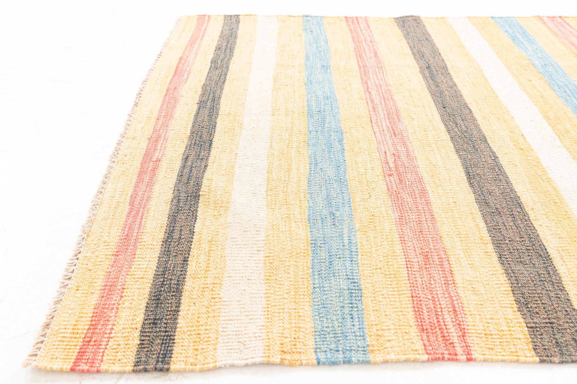 3' 3 x 6' 5 Hand Woven Kilim Maymana Wool Runner Rug