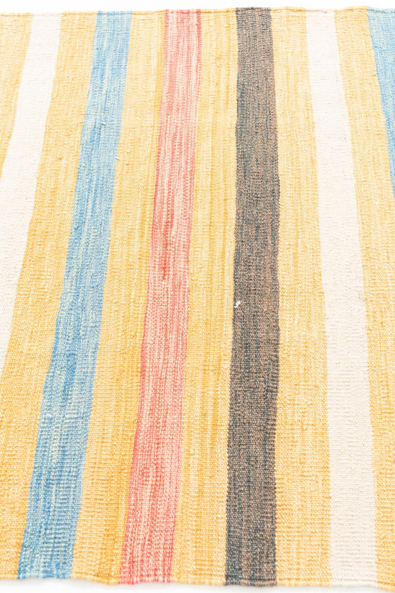 3' 3 x 6' 5 Hand Woven Kilim Maymana Wool Runner Rug