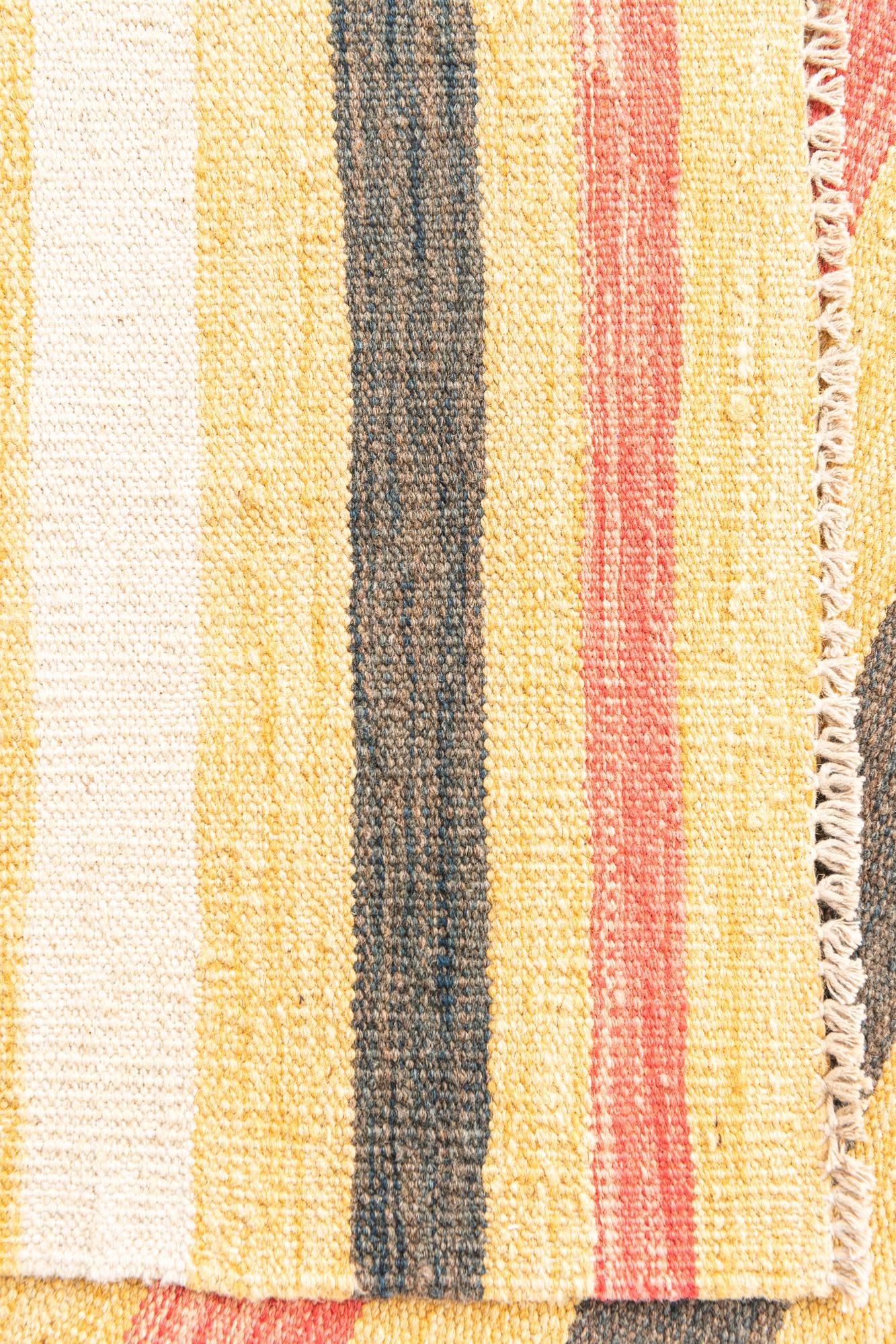 3' 3 x 6' 5 Hand Woven Kilim Maymana Wool Runner Rug