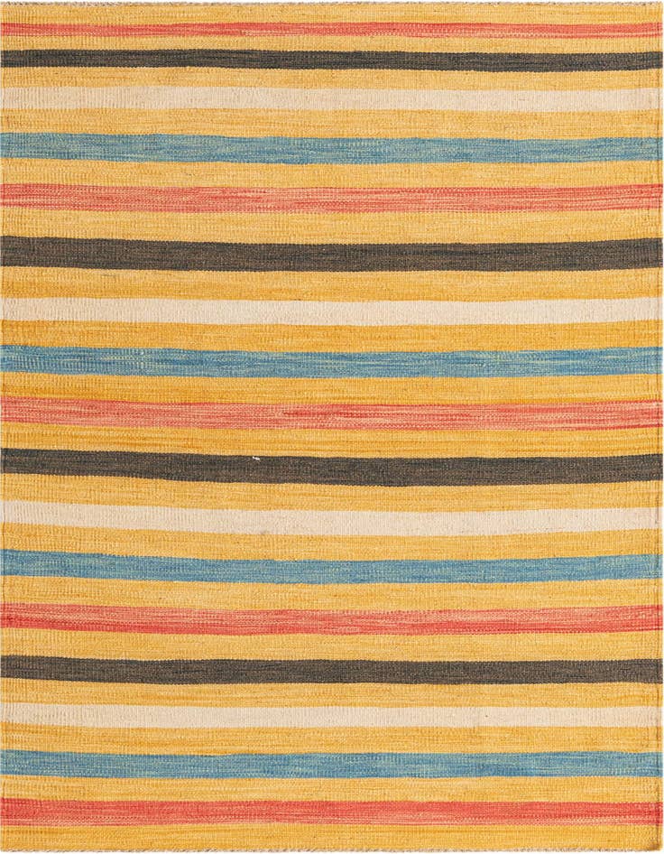 Detail image of 3' 3 x 6' 5 Hand Woven Kilim Maymana Wool Runner Rug
