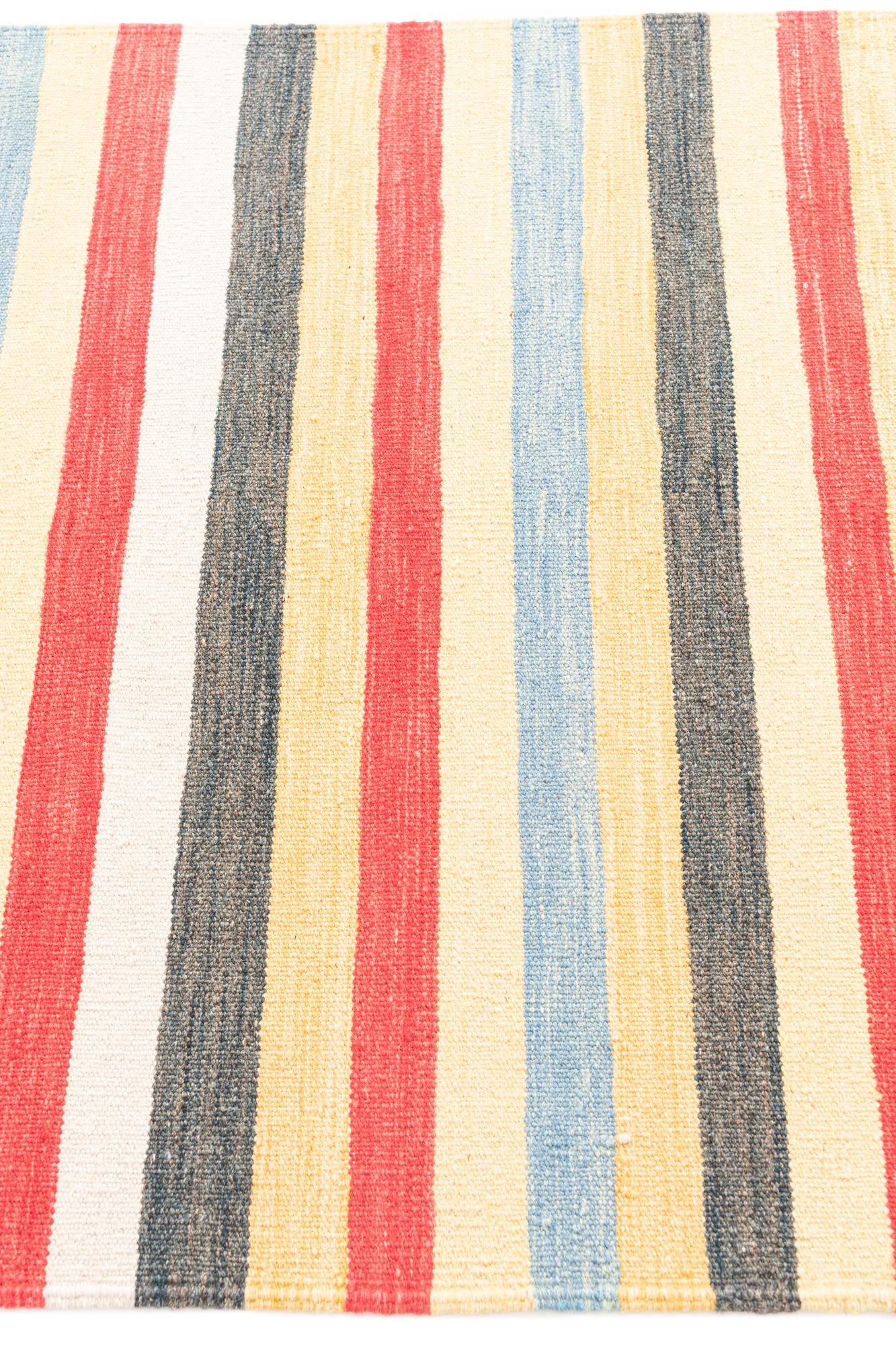 3' 2 x 6' 6 Hand Woven Kilim Maymana Wool Runner Rug