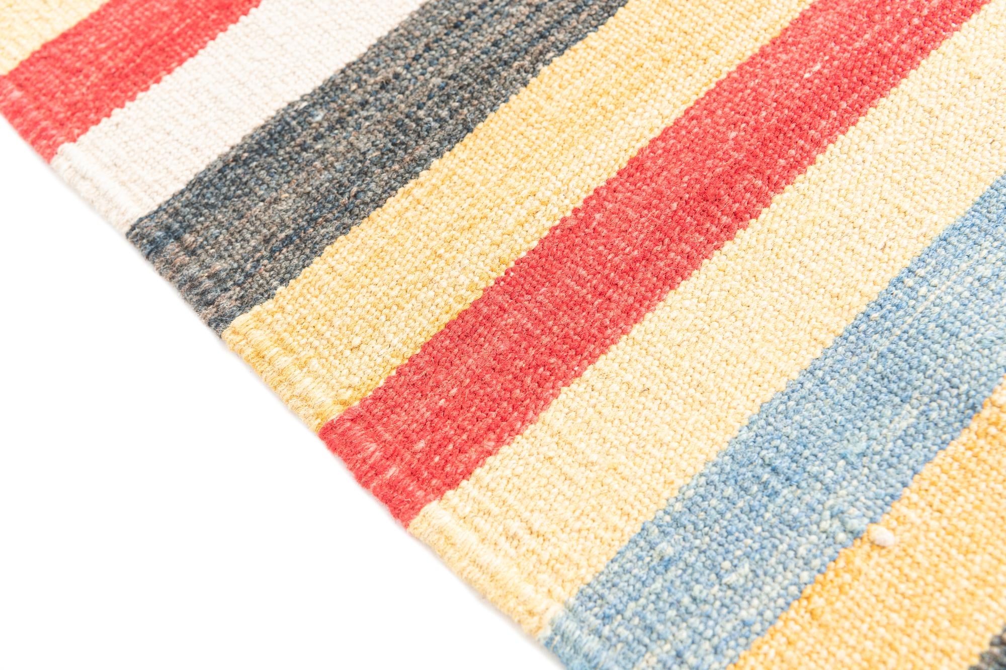 3' 2 x 6' 6 Hand Woven Kilim Maymana Wool Runner Rug