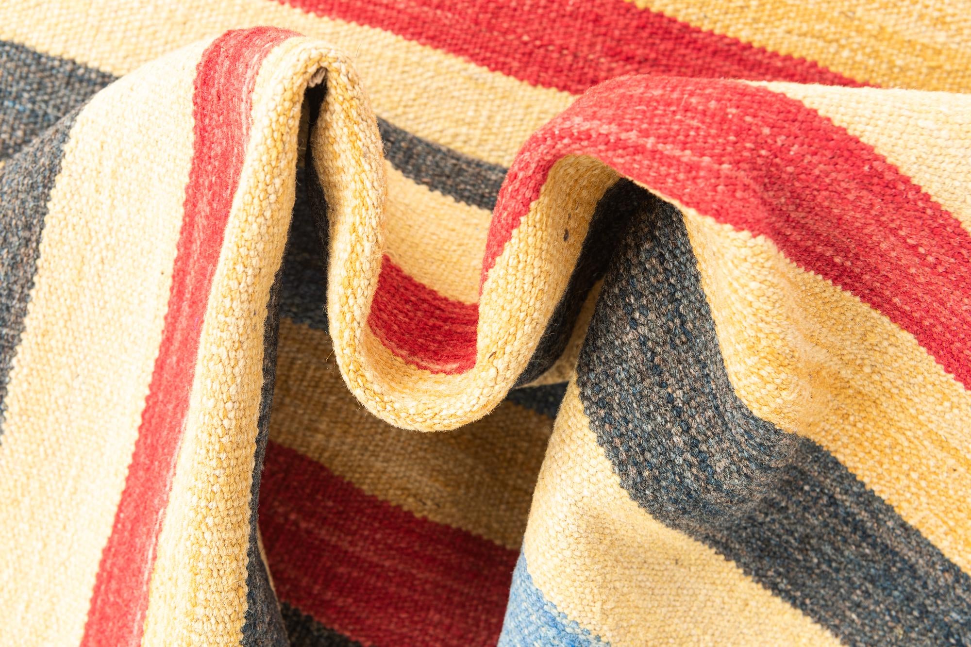 3' 2 x 6' 6 Hand Woven Kilim Maymana Wool Runner Rug