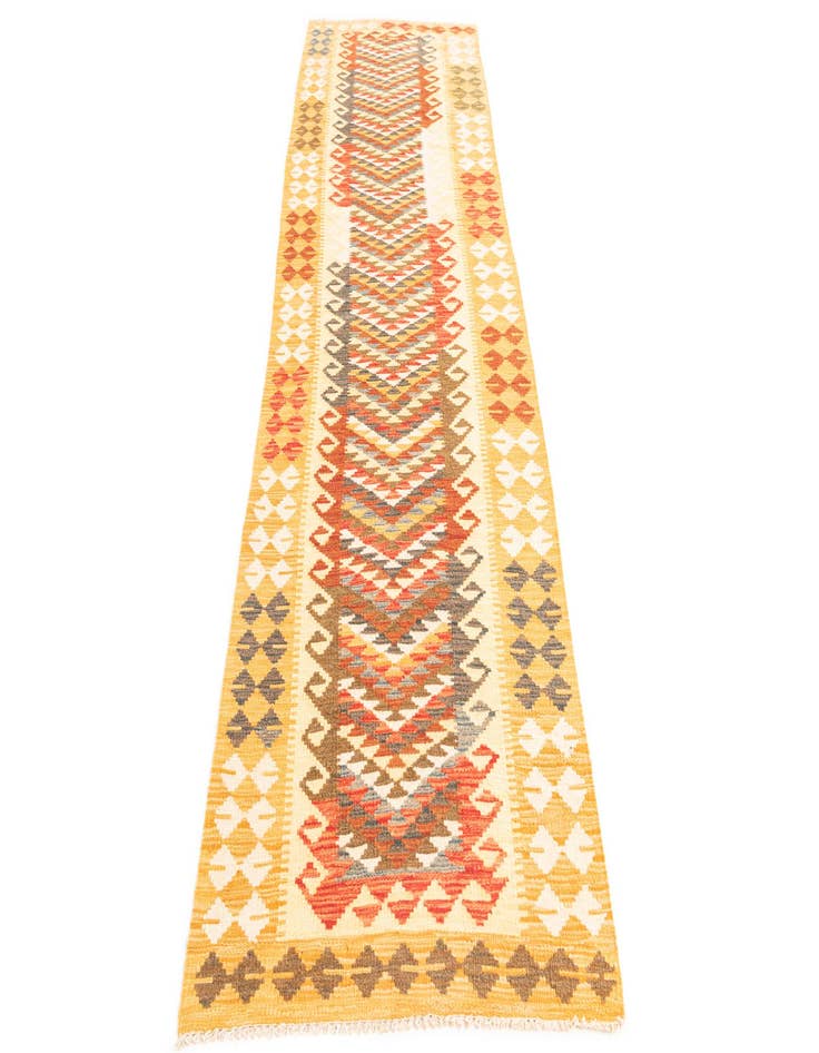 Detail image of 2' 10 x 9' 6  Hand Woven Kilim Maymana Wool Runner Rug