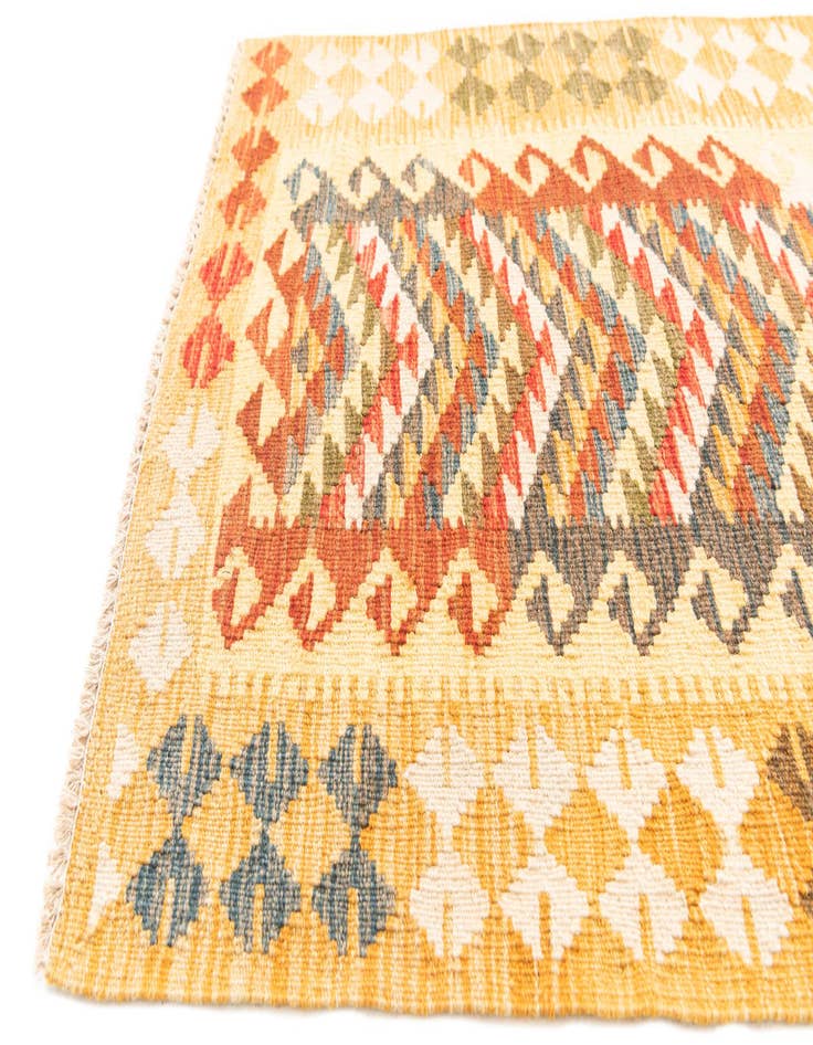 Detail image of 2' 10 x 9' 6  Hand Woven Kilim Maymana Wool Runner Rug