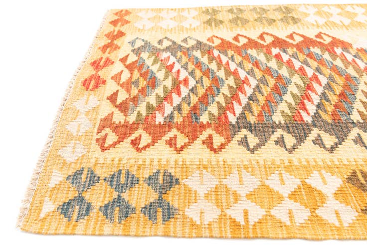 Detail image of 2' 10 x 9' 6 Hand Woven Kilim Maymana Wool Runner Rug