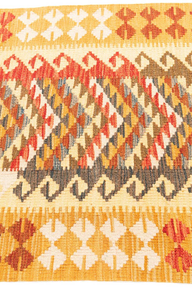 Detail image of 2' 10 x 9' 6 Hand Woven Kilim Maymana Wool Runner Rug