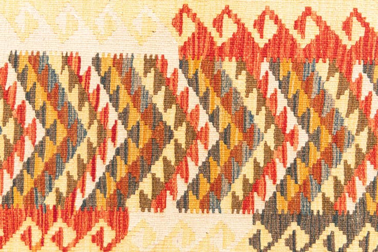 Detail image of 2' 10 x 9' 6 Hand Woven Kilim Maymana Wool Runner Rug