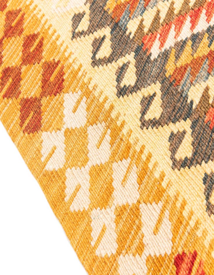 Detail image of 2' 10 x 9' 6  Hand Woven Kilim Maymana Wool Runner Rug