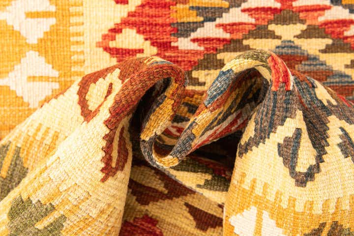 2' 10 x 9' 6 Hand Woven Kilim Maymana Wool Runner Rug