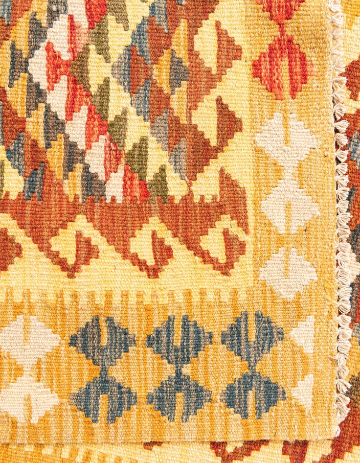 Detail image of 2' 10 x 9' 6  Hand Woven Kilim Maymana Wool Runner Rug