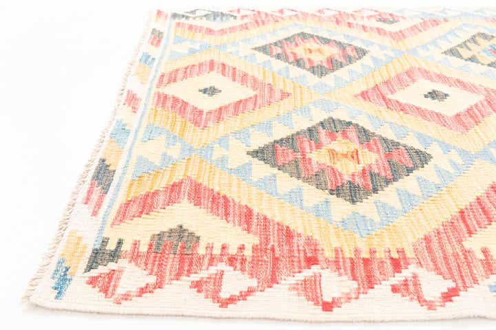 3' 5 x 6' 7 Hand Woven Kilim Maymana Wool Runner Rug