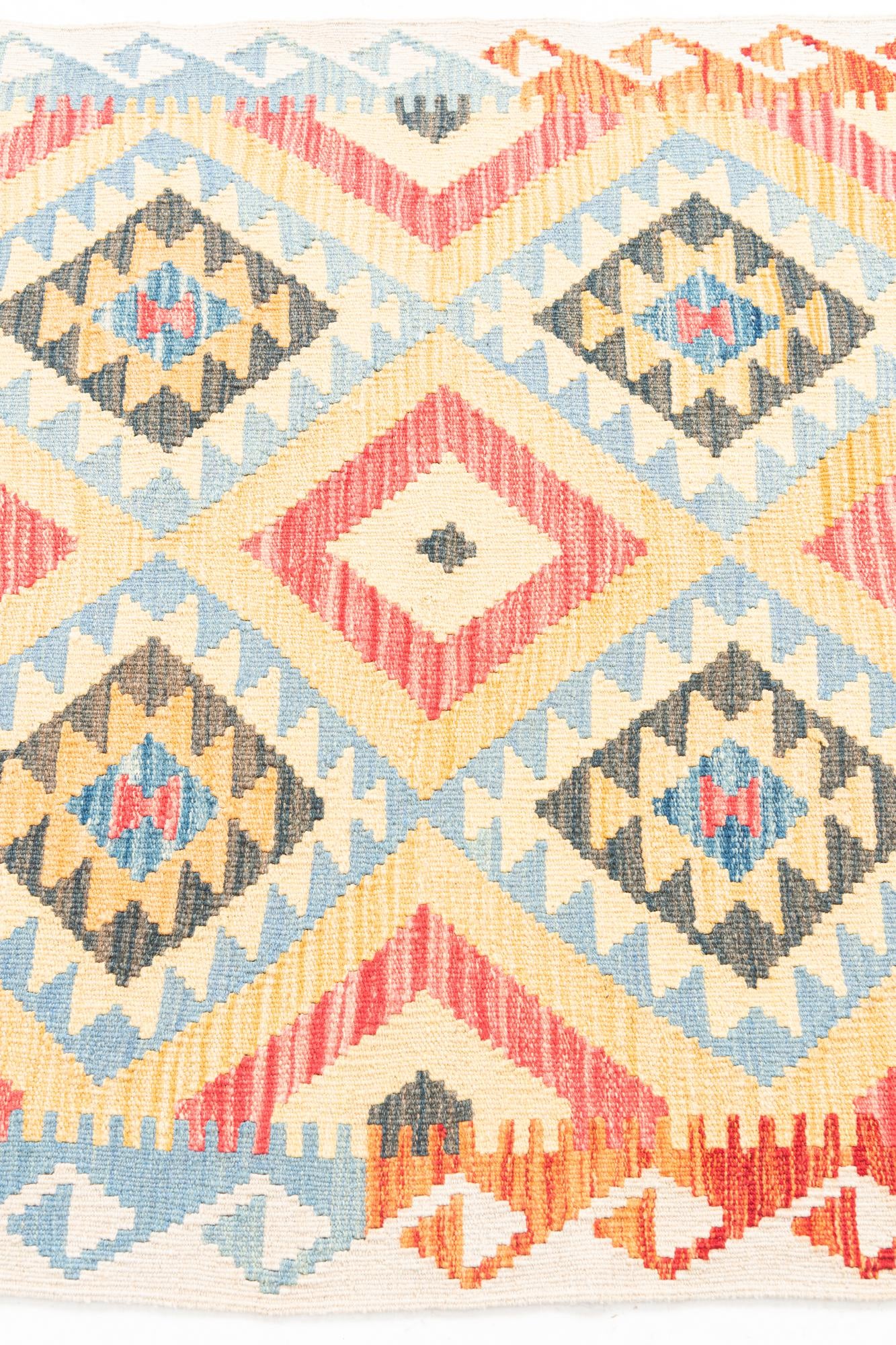 3' 5 x 6' 7 Hand Woven Kilim Maymana Wool Runner Rug