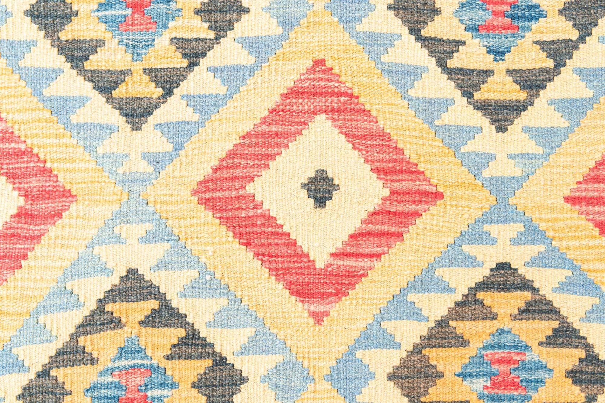 3' 5 x 6' 7 Hand Woven Kilim Maymana Wool Runner Rug