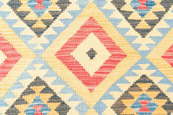 3' 5 x 6' 7 Hand Woven Kilim Maymana Wool Runner Rug