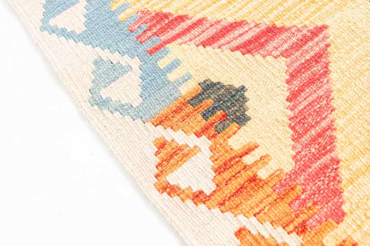 3' 5 x 6' 7 Hand Woven Kilim Maymana Wool Runner Rug
