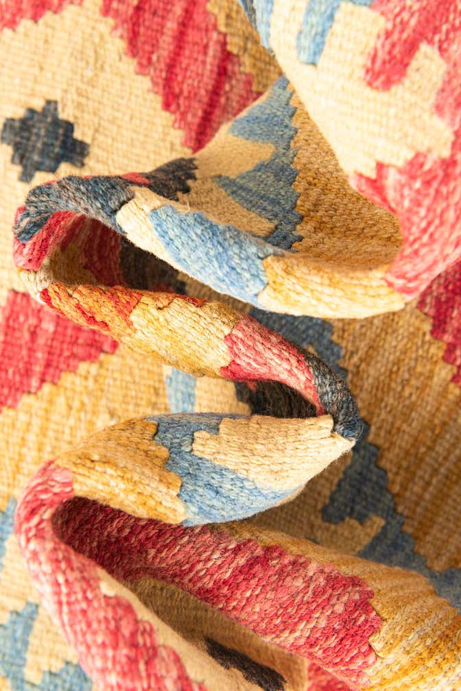 3' 5 x 6' 7 Hand Woven Kilim Maymana Wool Runner Rug