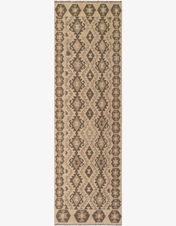 3' 1 x 10' 1 Hand Woven Kilim Maymana Wool Runner Rug