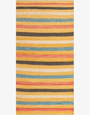 3' 3 x 6' 5 Hand Woven Kilim Maymana Wool Runner Rug
