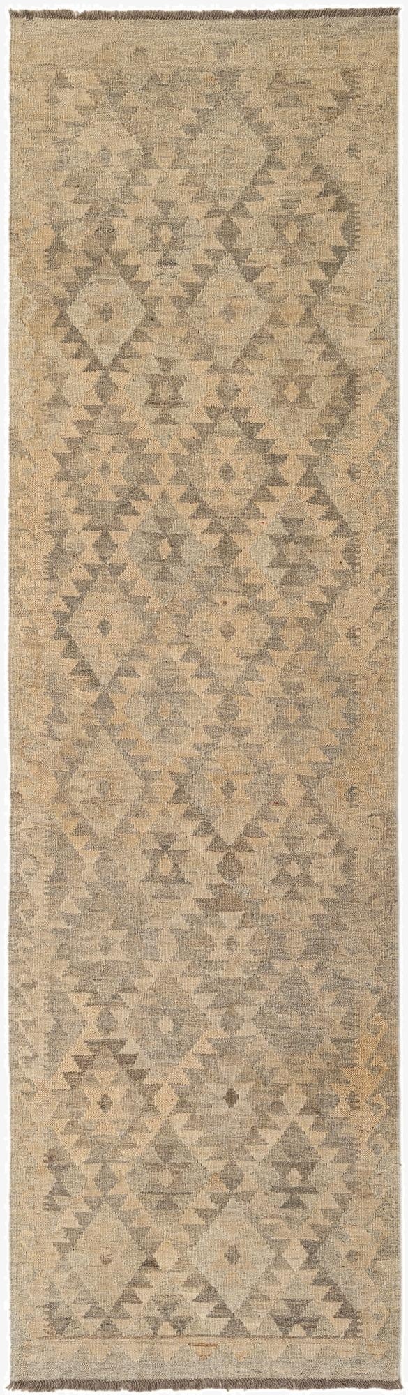 2' 8 x 9' 8  Hand Woven Kilim Maymana Wool Runner Rug