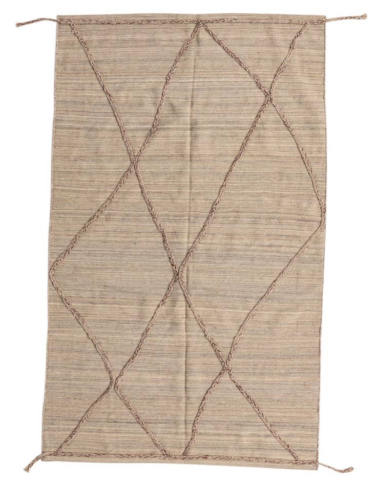 Detail image of 4' 2 x 8' 4 Hand Woven Kilim Modern Wool Runner Rug