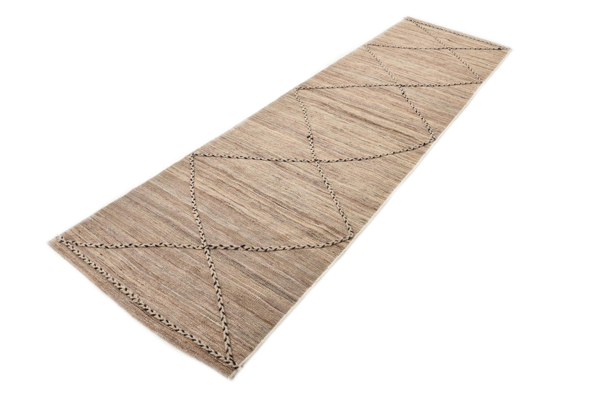 2' 8 x 10' Hand Woven Kilim Modern Wool Runner Rug