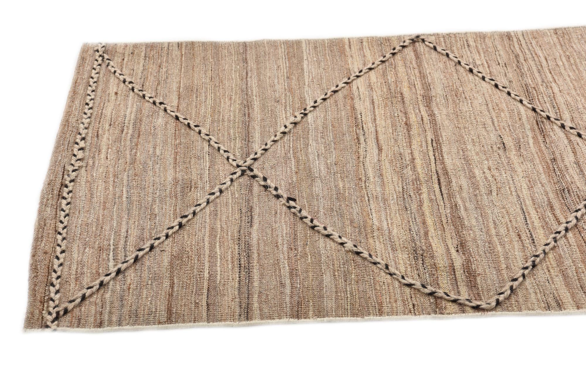 2' 8 x 10' Hand Woven Kilim Modern Wool Runner Rug