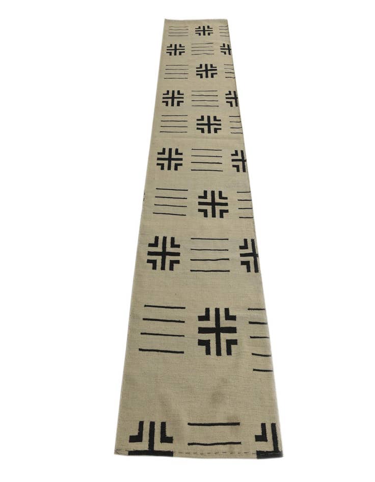 Detail image of 3' x 11'  Hand Woven Kilim Modern Wool Runner Rug