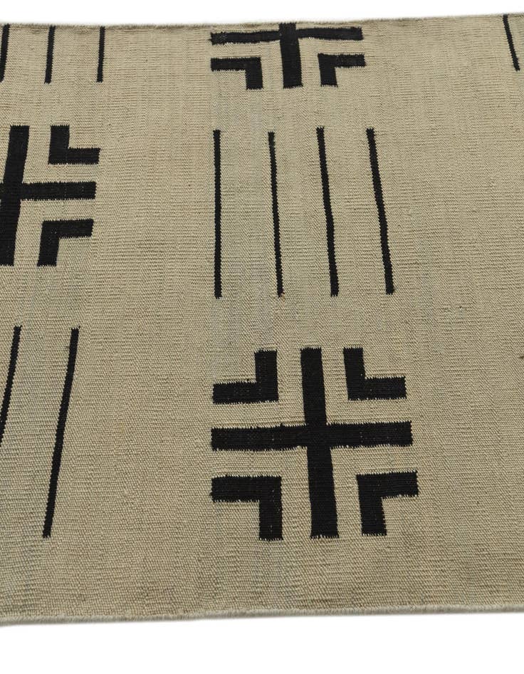 Detail image of 3' x 11'  Hand Woven Kilim Modern Wool Runner Rug