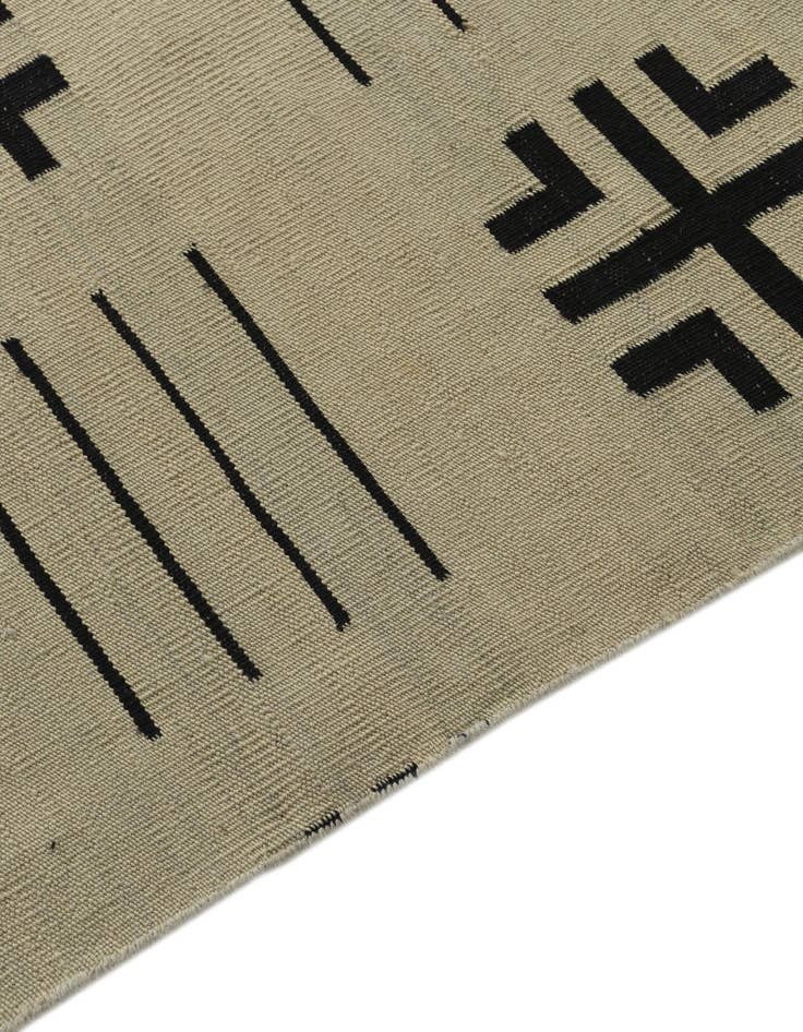 Detail image of 3' x 11'  Hand Woven Kilim Modern Wool Runner Rug