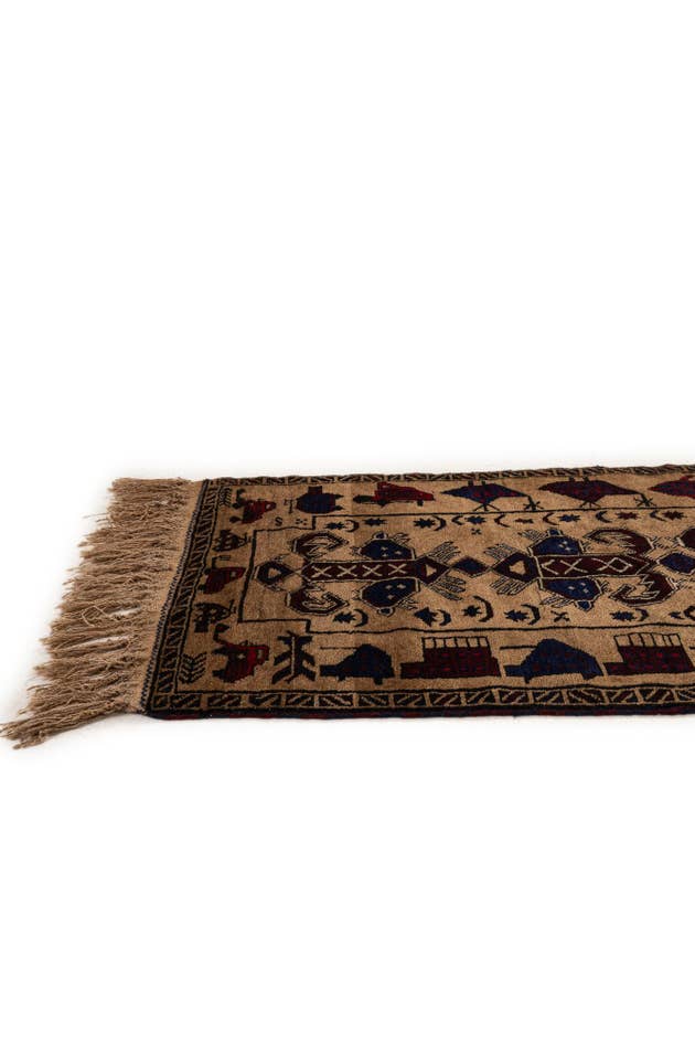 Detail image of 2' 2 x 9' 6 Hand Knotted Lahour Oriental Wool Runner Rug