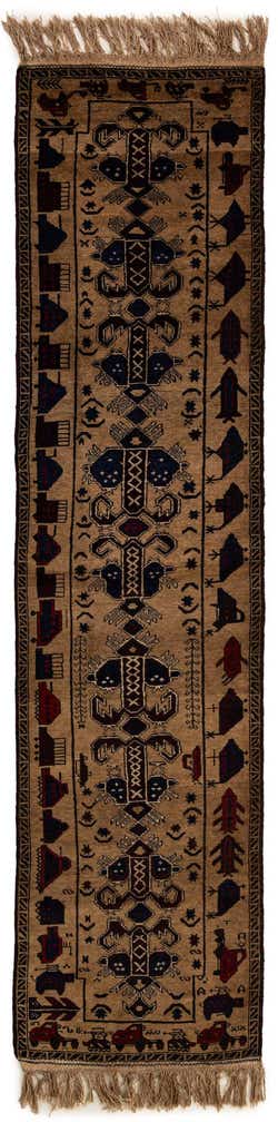 2' 2 x 9' 6 Hand Knotted Lahour Oriental Wool Runner Rug