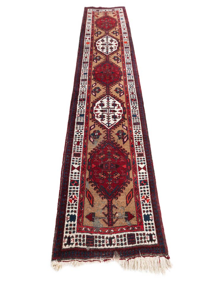 Detail image of 3' 4 x 11'  Hand Knotted Meshkin Persian Wool Runner Rug