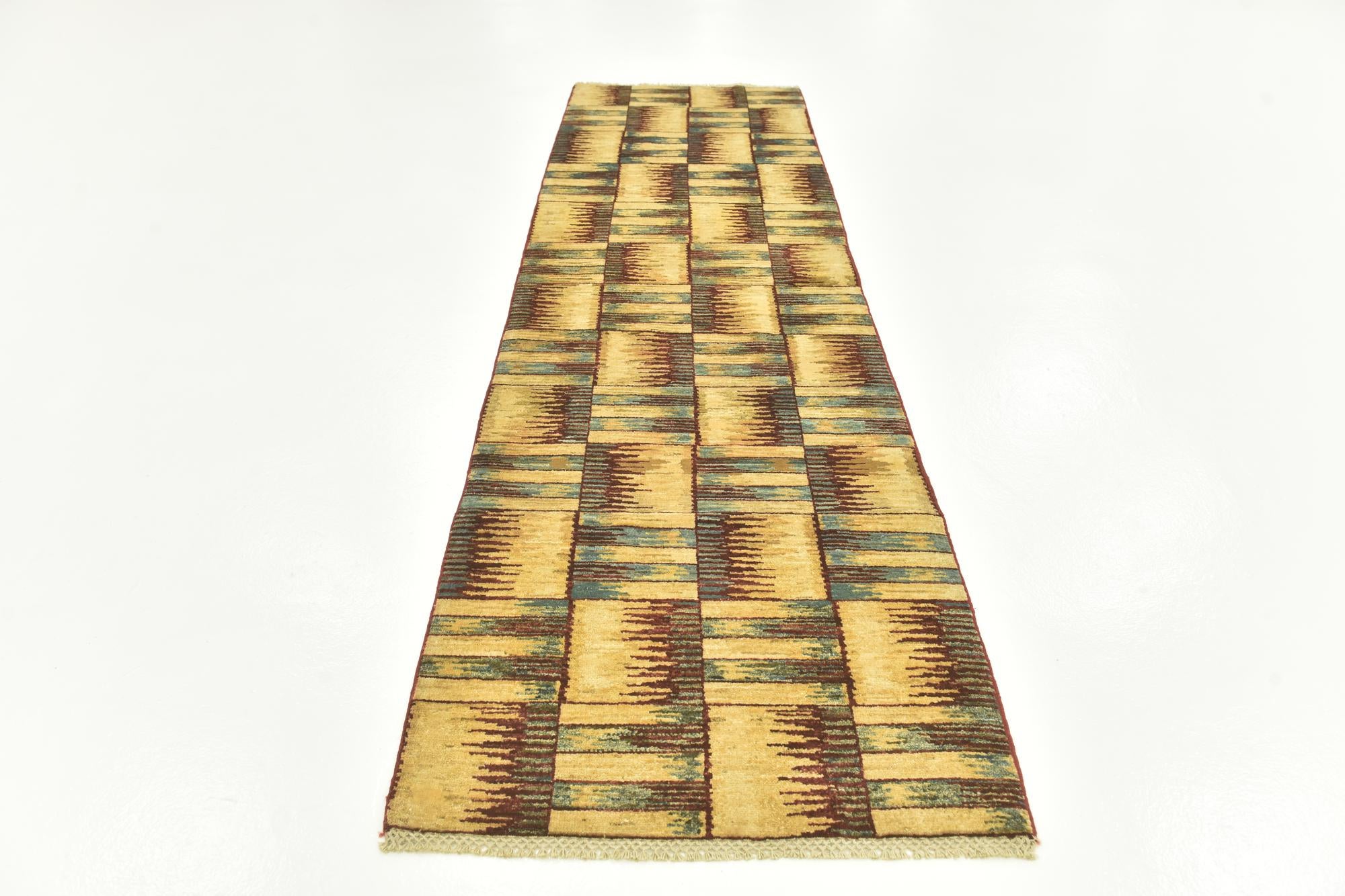 2' 8 x 9' 6 Hand Knotted Modern Ziegler Runner Rug