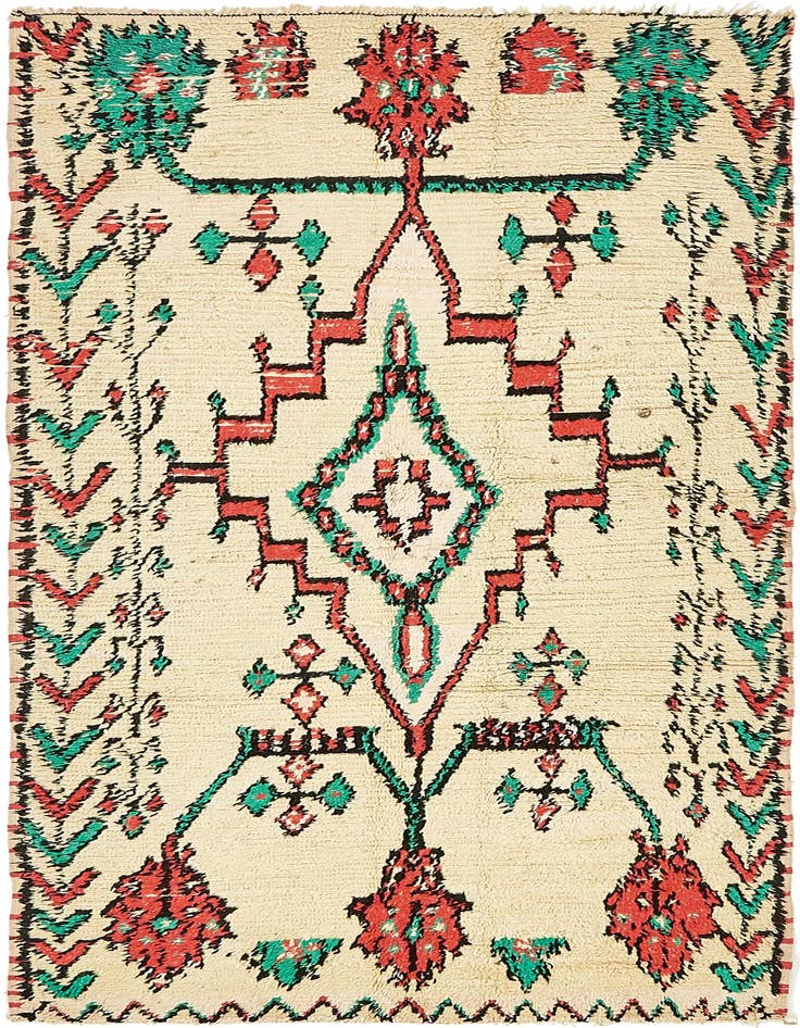 Detail image of 3' 10 x 8' 2 Hand Knotted Moroccan Wool Runner Rug