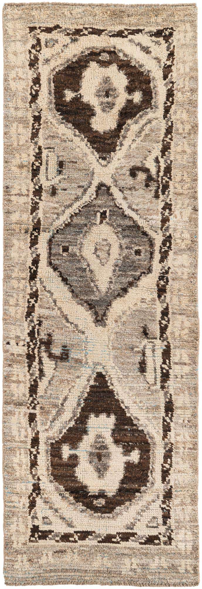 2' 8 x 8' Hand Knotted Moroccan Wool Runner Rug