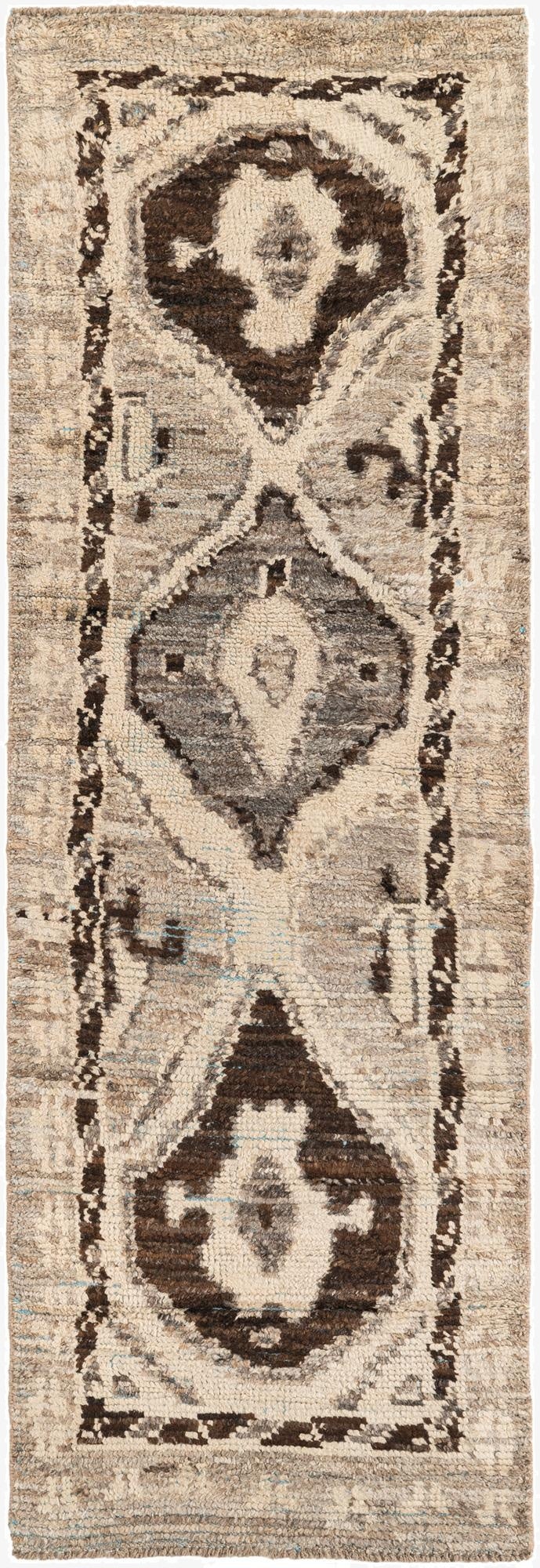 2' 8 x 8' Hand Knotted Moroccan Wool Runner Rug