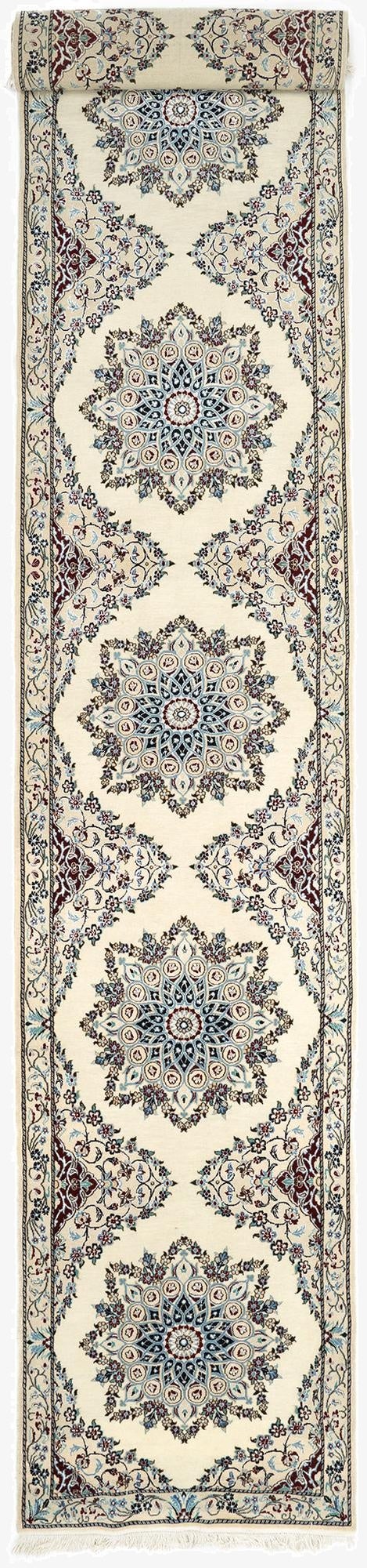 3' 3 x 19' 1  Hand Knotted Nain Persian Wool Runner Rug
