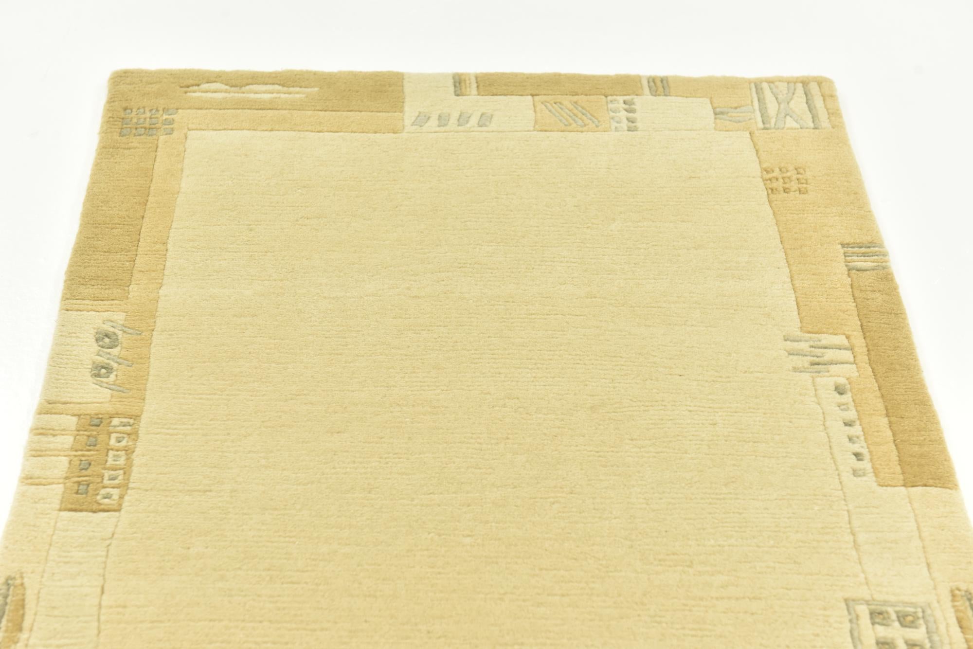 2' 4 x 4' 7 Hand Knotted Nepal Wool Runner Rug