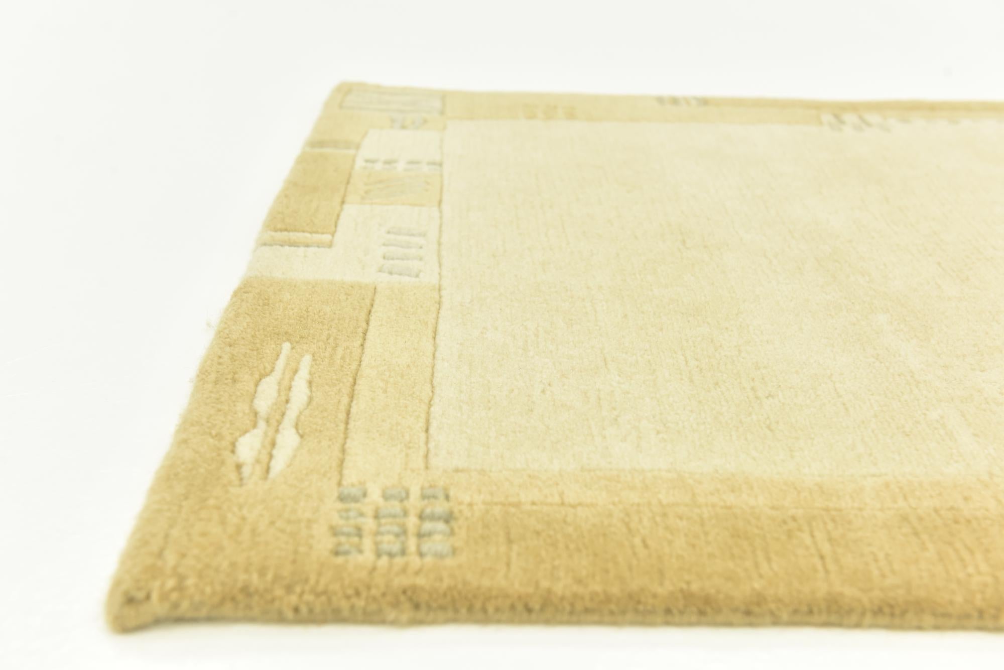 2' 4 x 4' 7 Hand Knotted Nepal Wool Runner Rug