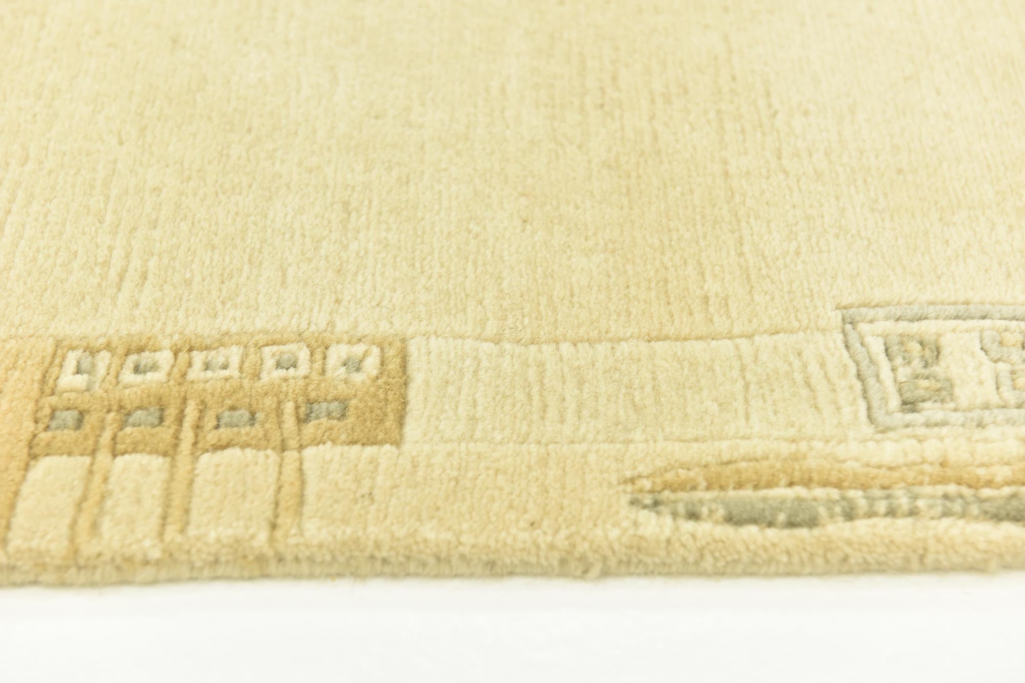 2' 4 x 4' 7 Hand Knotted Nepal Wool Runner Rug